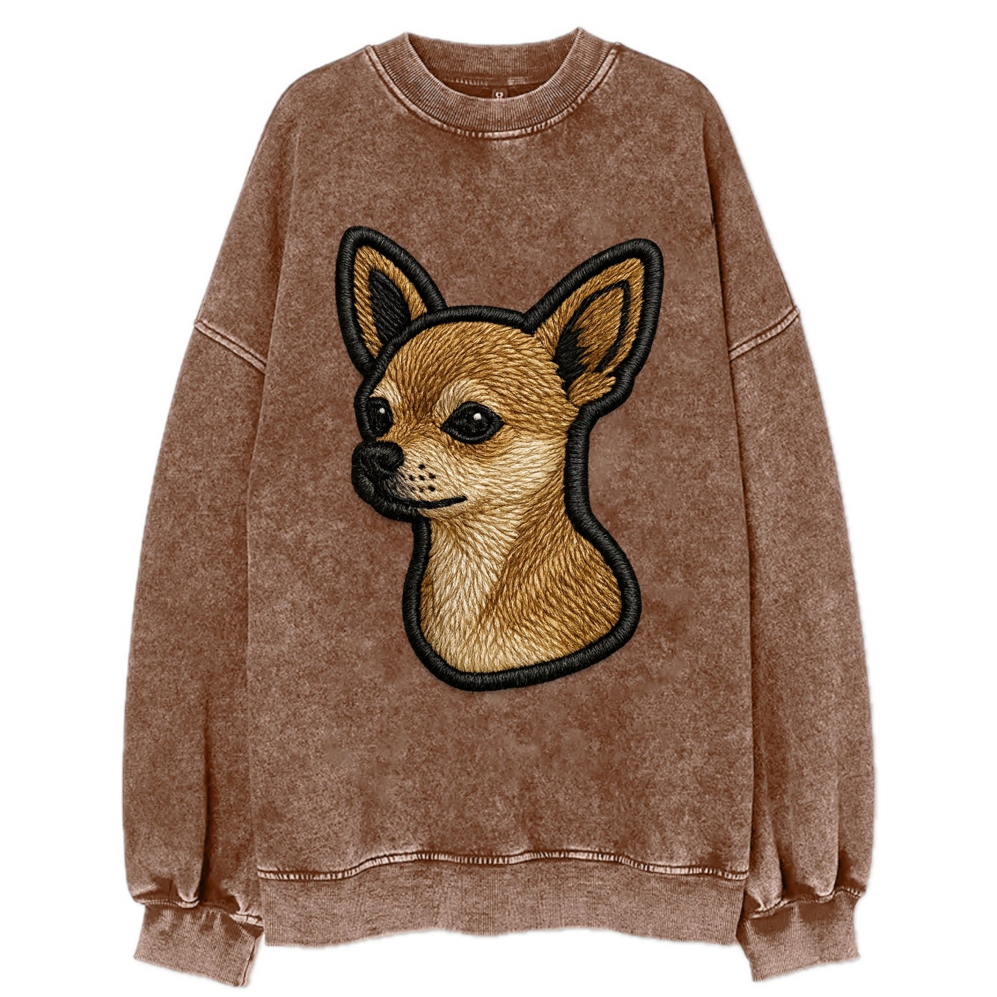 Chihuahua - Modern tiny dog logo with bo - Vintage Sweatshirt - Brown
