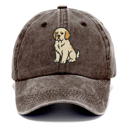 Clumber Spaniel - White with lemon markings embroidered pose - Classic Cap - Brown