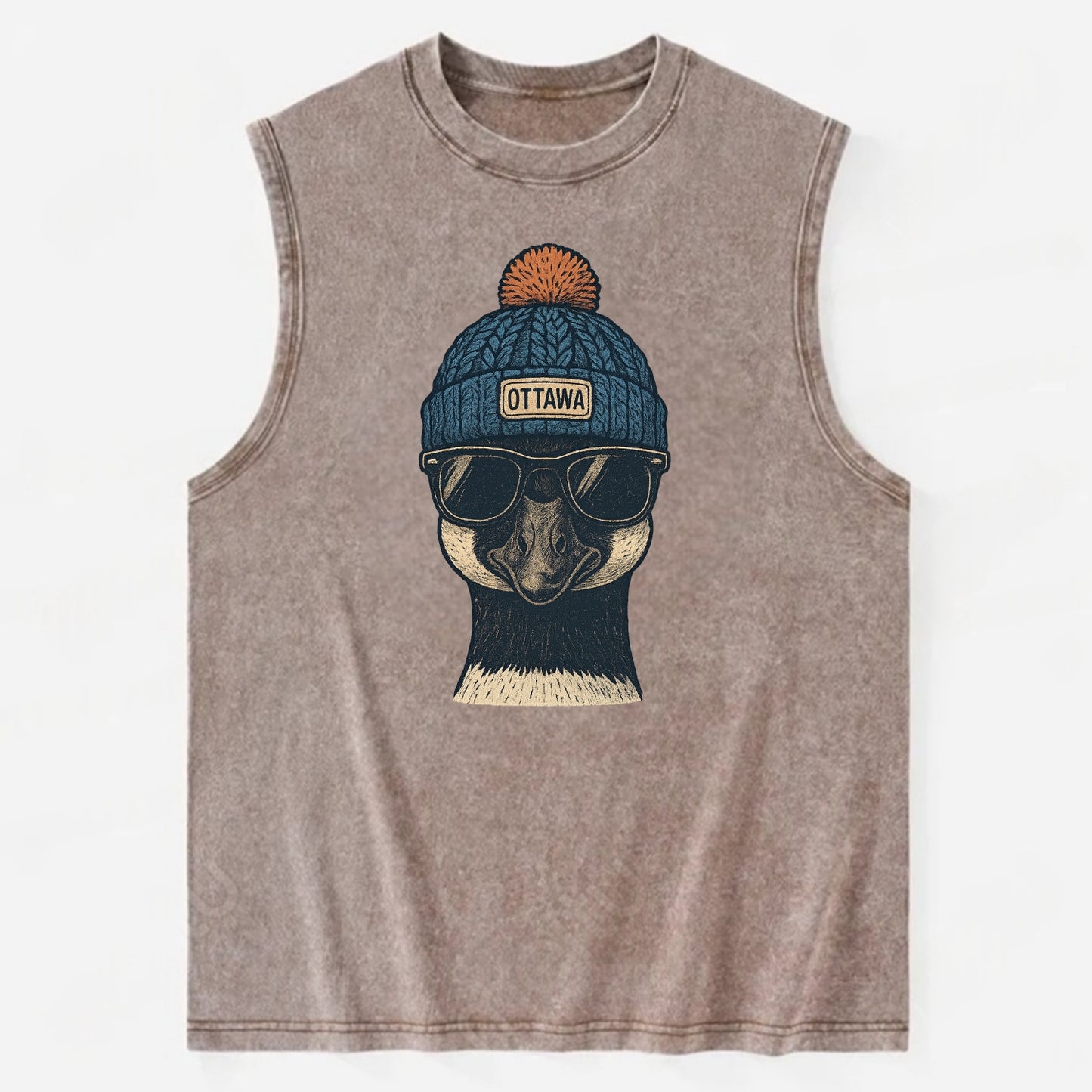 Ottawa Canadian Goose wearing Ottawa bea - Vintage Washed Tank - Brown