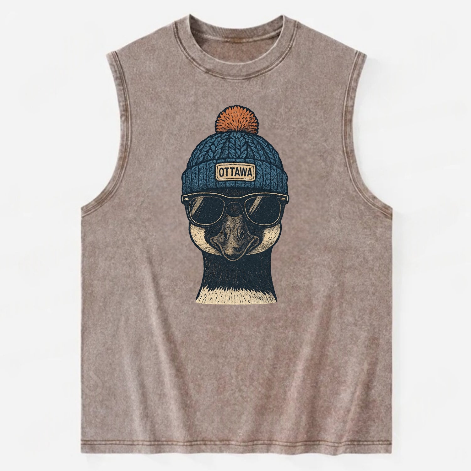Ottawa Canadian Goose wearing Ottawa bea - Vintage Washed Tank - Brown