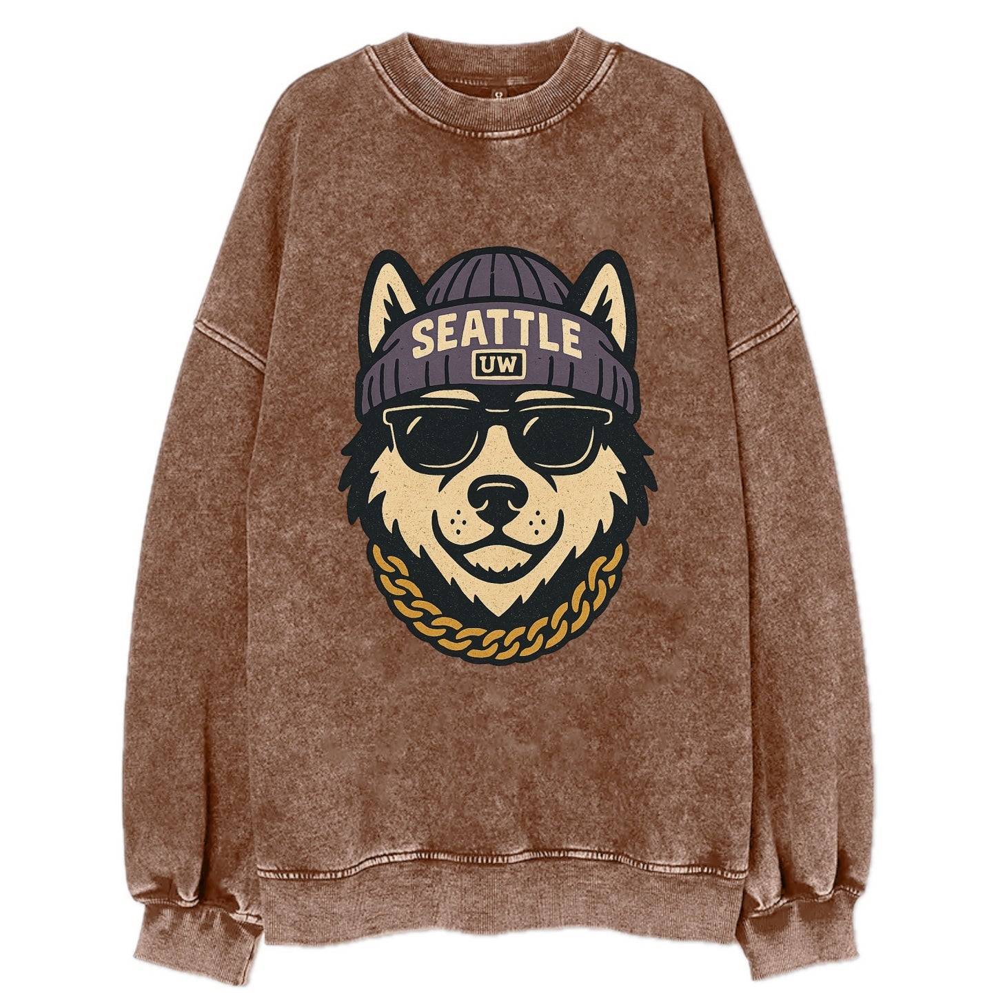 Seattle Husky - Vintage Sweatshirt - Brown