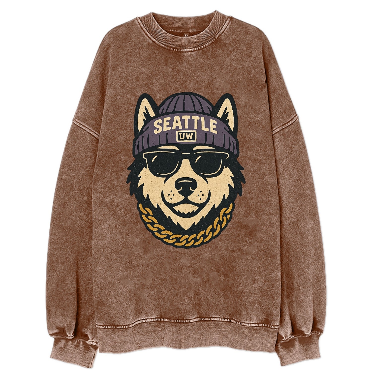Seattle Husky - Vintage Sweatshirt - Brown