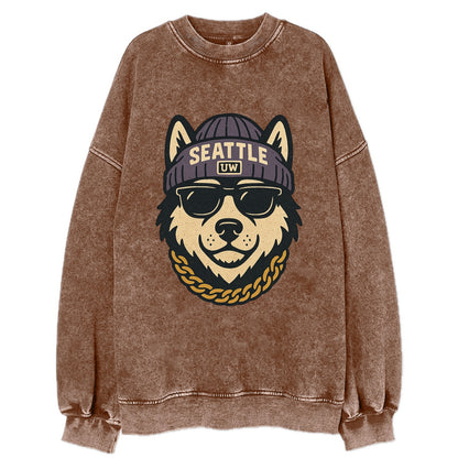 Seattle Husky - Vintage Sweatshirt - Brown