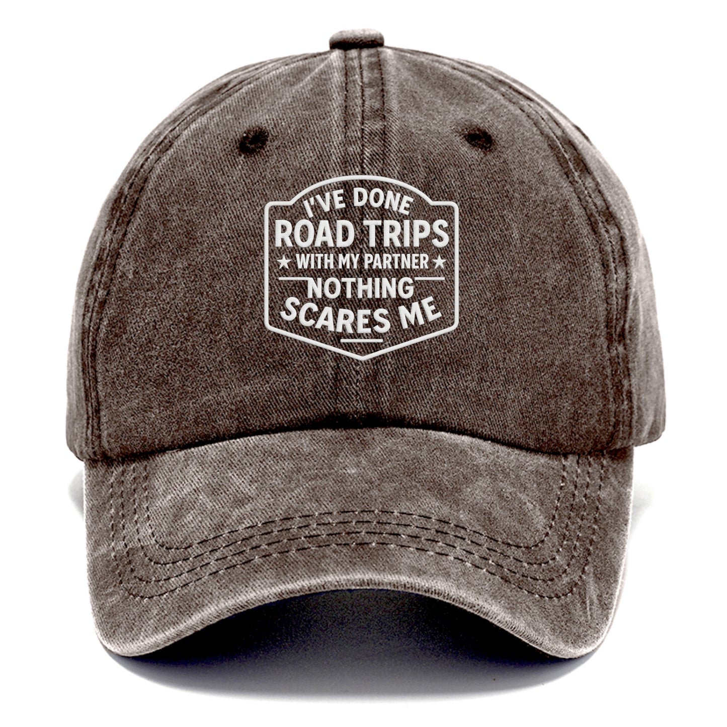 I've done road trips with my partner, nothing scares me - Classic Cap - Brown