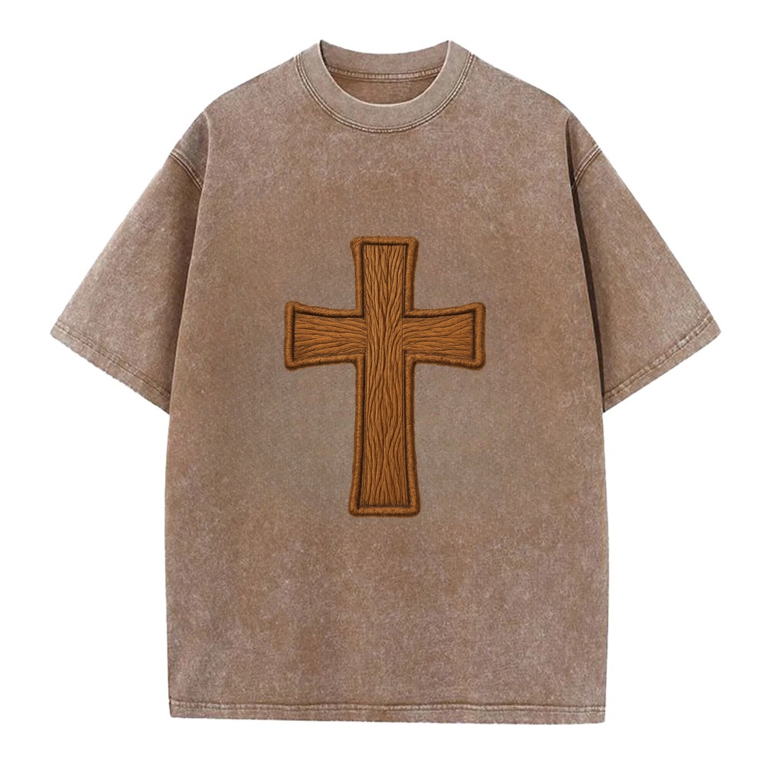 Carved Cross  - Vintage T-shirt - Brown