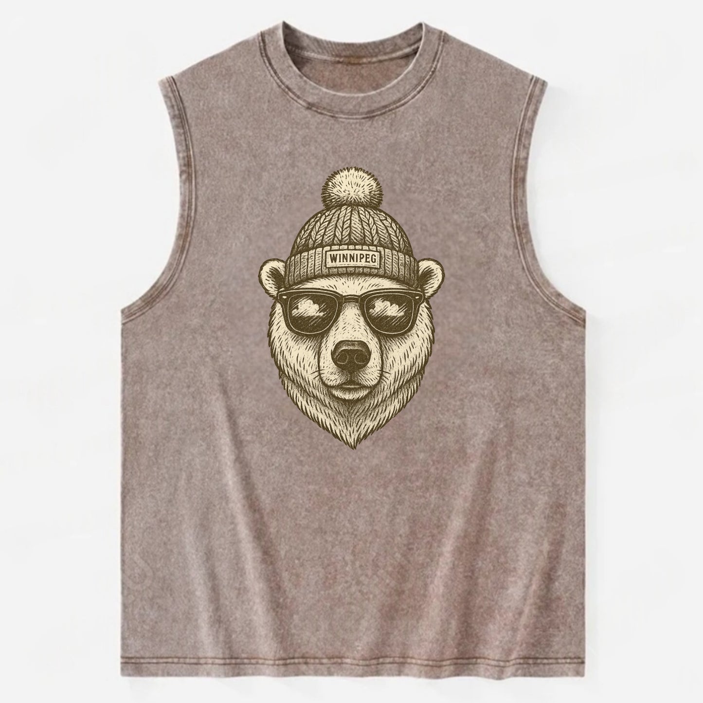 Winnipeg Polar Bear wearing Winnipeg bea - Vintage Washed Tank - Brown