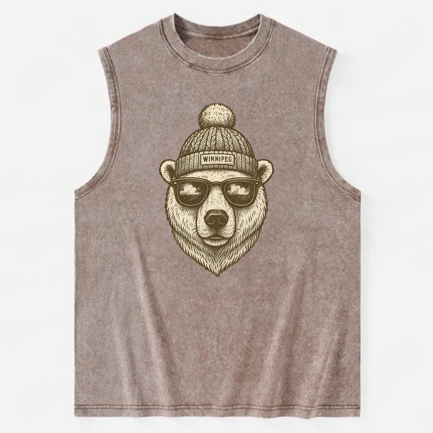 Winnipeg Polar Bear wearing Winnipeg bea - Vintage Washed Tank - Brown