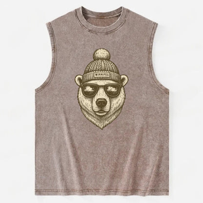 Winnipeg Polar Bear wearing Winnipeg bea - Vintage Washed Tank - Brown