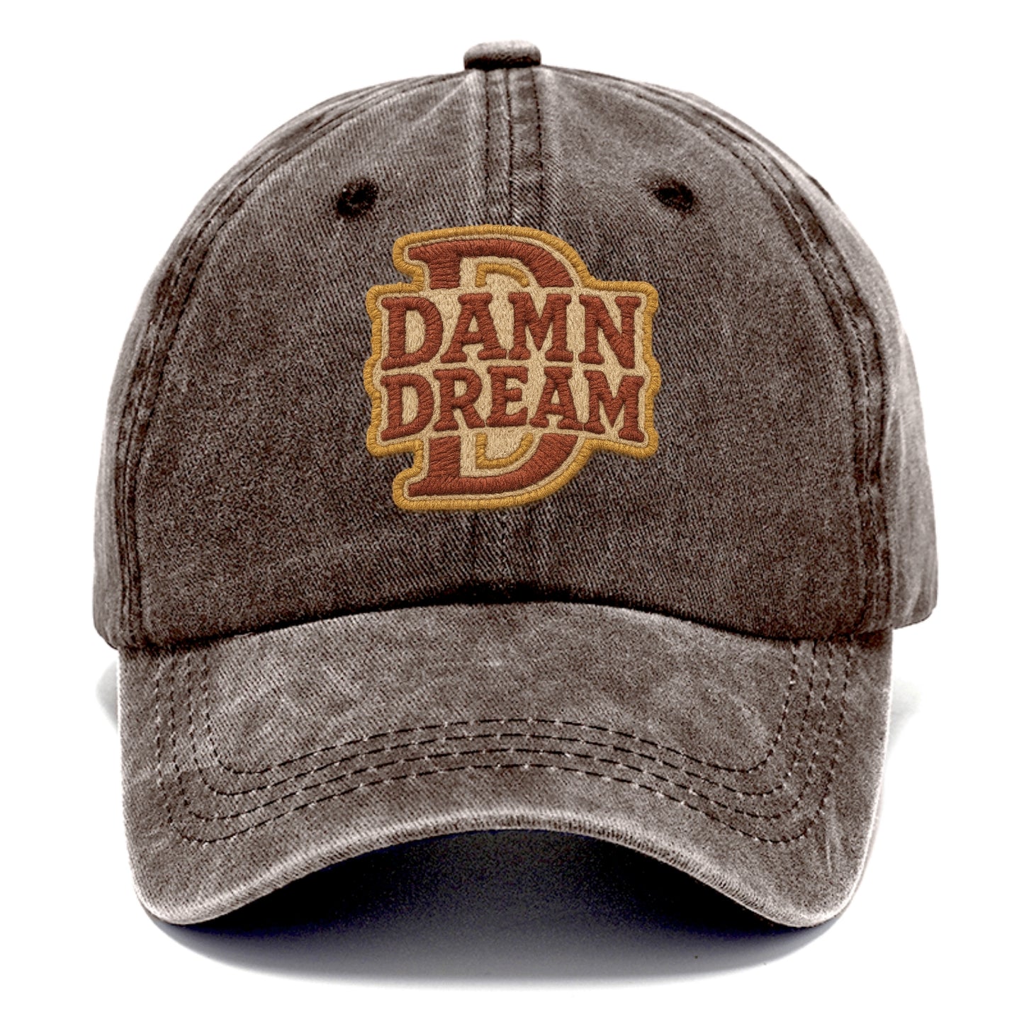 DAMN;DREAM BIG Motivational White Cap - Classic Cap - Brown