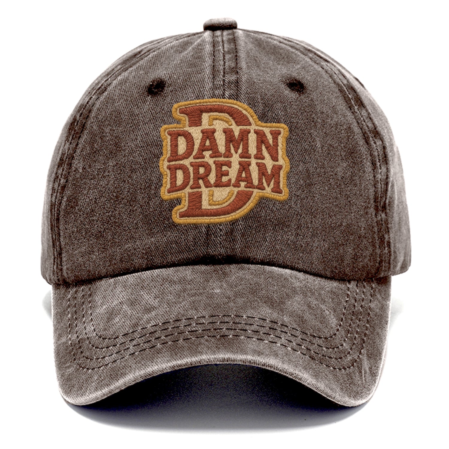 DAMN;DREAM BIG Motivational White Cap - Classic Cap - Brown