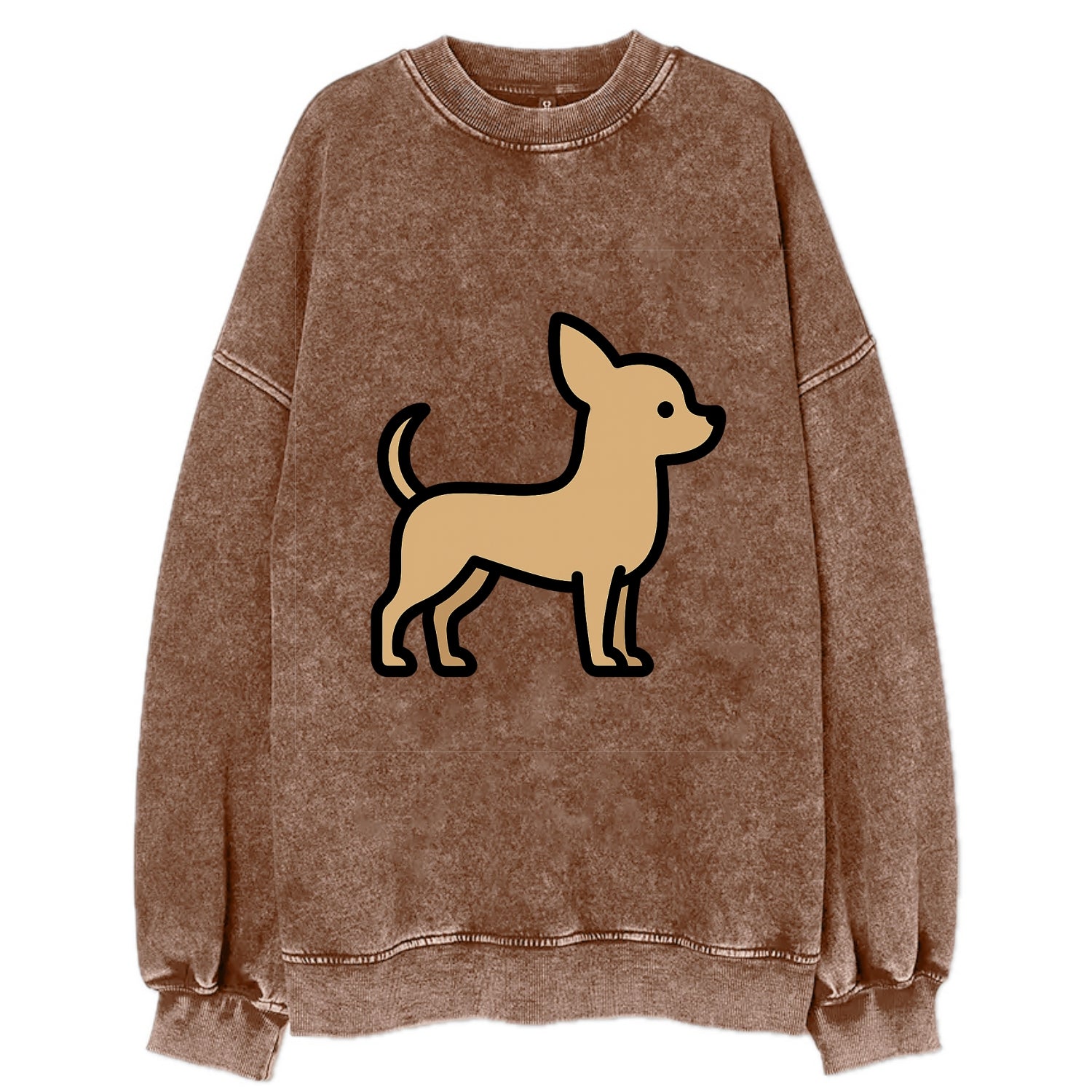 Chihuahua - Tan smooth coat flat side profile - Vintage Sweatshirt - Brown