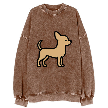Chihuahua - Tan smooth coat flat side profile - Vintage Sweatshirt - Brown