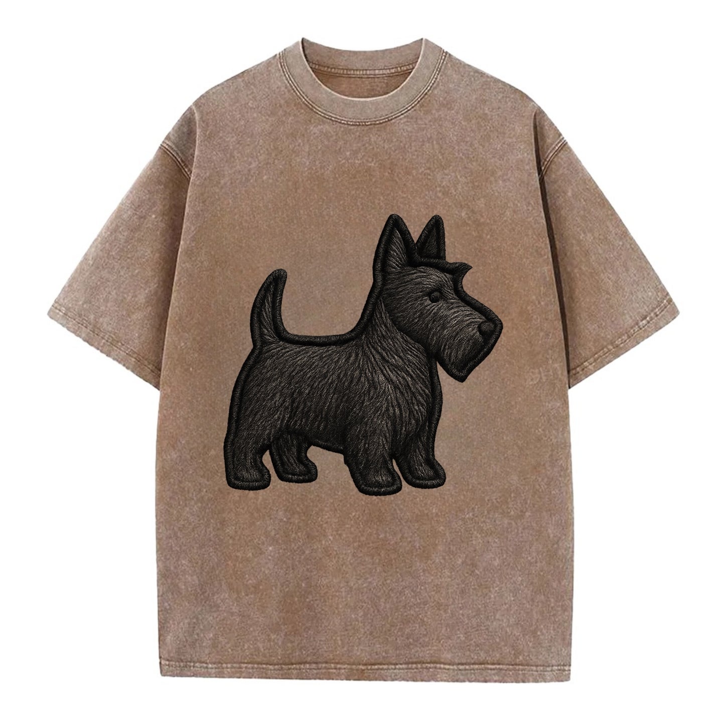 Scottish Terrier - Contemporary scottie - Vintage T-shirt - Brown