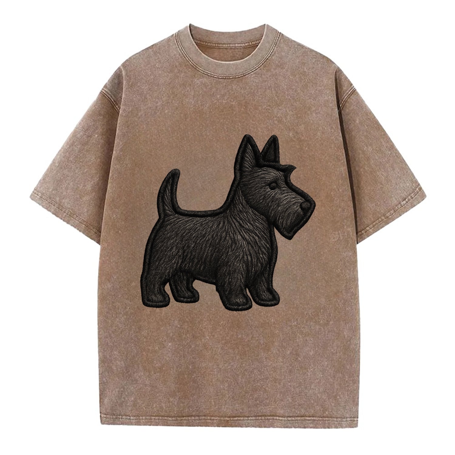 Scottish Terrier - Contemporary scottie - Vintage T-shirt - Brown