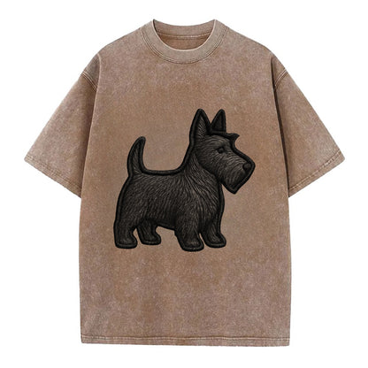 Scottish Terrier - Contemporary scottie - Vintage T-shirt - Brown