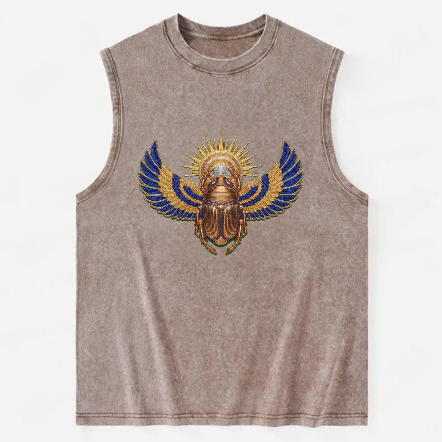 Winged Scarab - Vintage Washed Tank - Brown