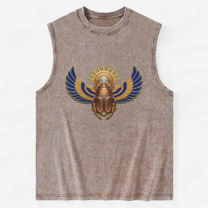 Winged Scarab - Vintage Washed Tank - Brown