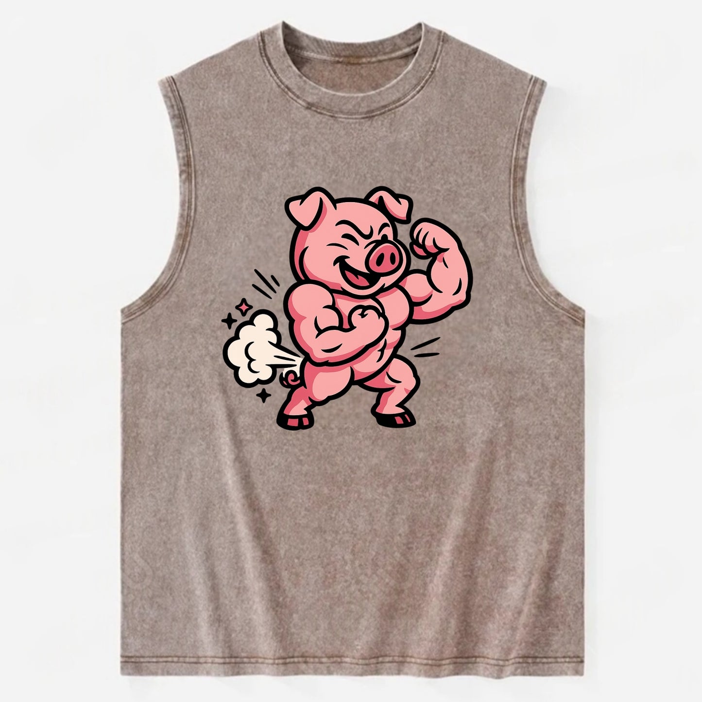 Strong Pig - Vintage Washed Tank - Brown