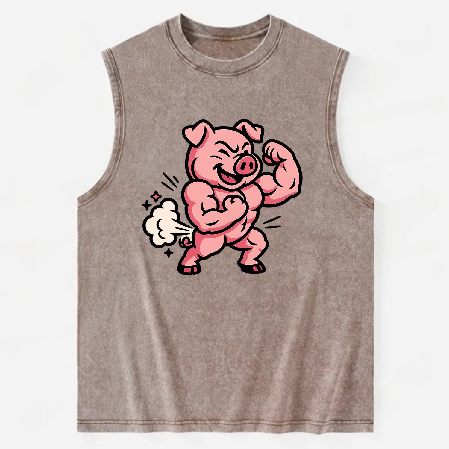 Strong Pig - Vintage Washed Tank - Brown