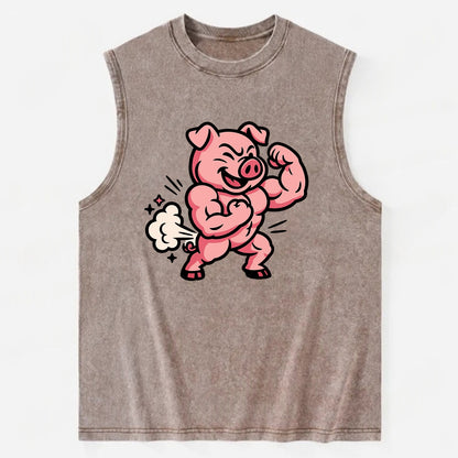 Strong Pig - Vintage Washed Tank - Brown