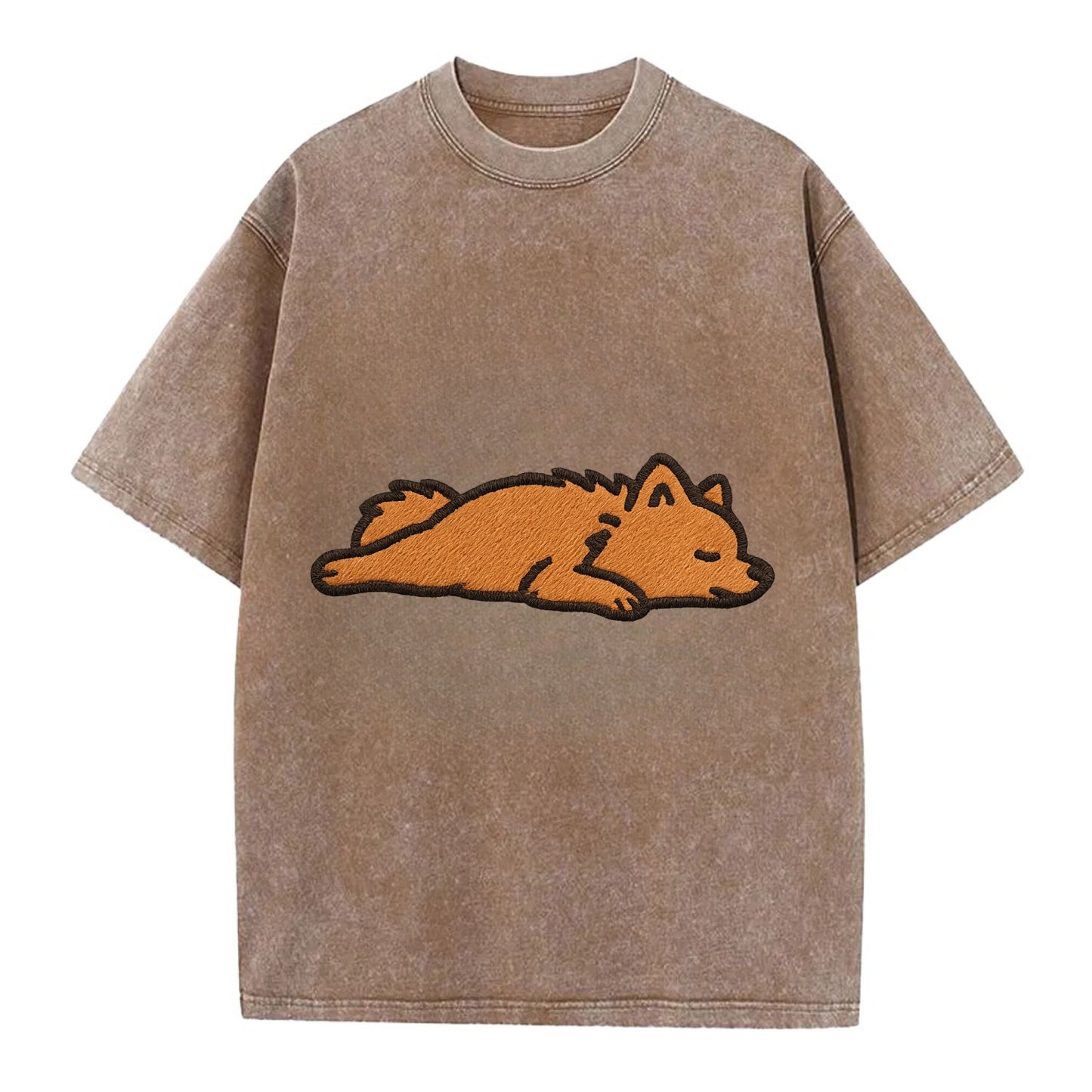 Pomeranian - Orange fluffy fully relaxed Vintage T-shirt - Brown