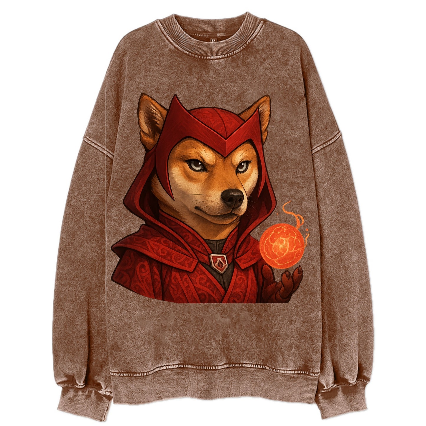 Shiba Inu Scarlet Witch  - Vintage Sweatshirt - Brown