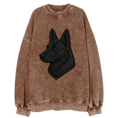 Belgian Sheepdog - Modern black shepherd - Vintage Sweatshirt - Brown