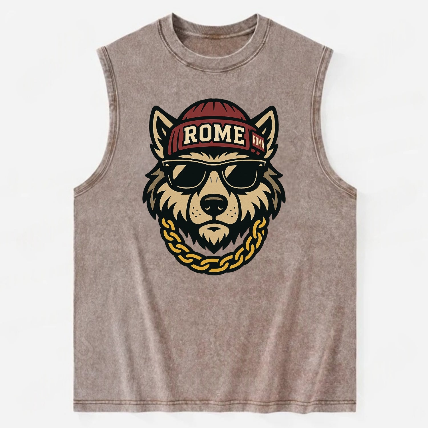 Rome Wolf - Vintage Washed Tank - Brown