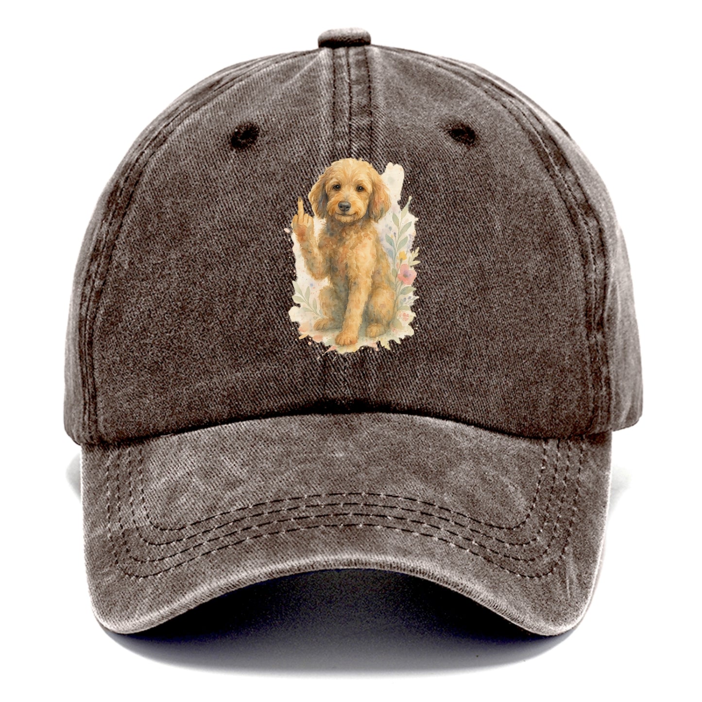 Labradoodle hypoallergenic with wavy coat, intelligent eyes, paw raised - Classic Cap - Brown