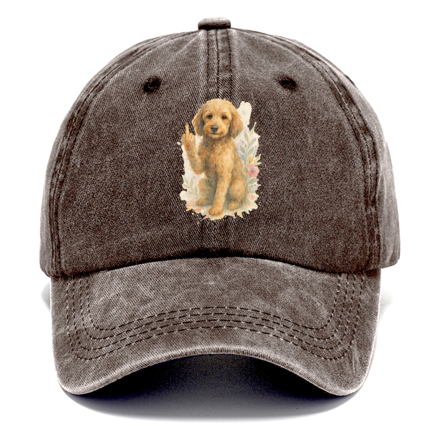 Labradoodle hypoallergenic with wavy coat, intelligent eyes, paw raised - Classic Cap - Brown