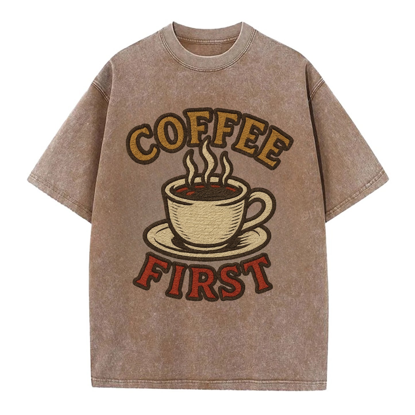Coffee First  - Vintage T-shirt - Brown