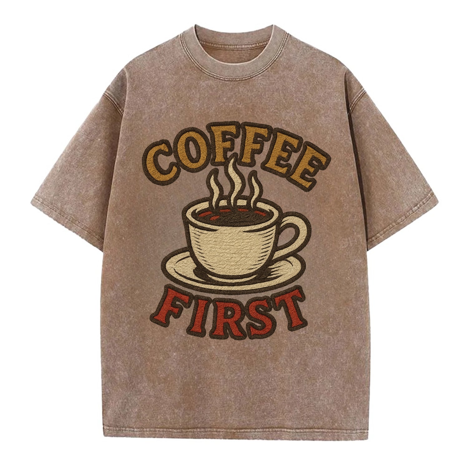 Coffee First  - Vintage T-shirt - Brown