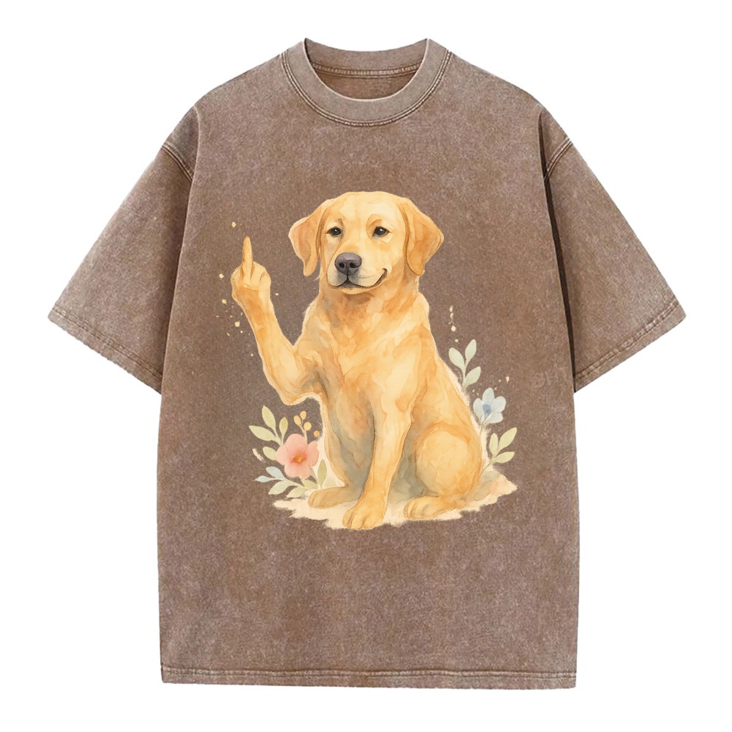 Labrador Retriever yellow sitting pretty, friendly face, strong paw up with sass - Vintage T-shirt - Brown
