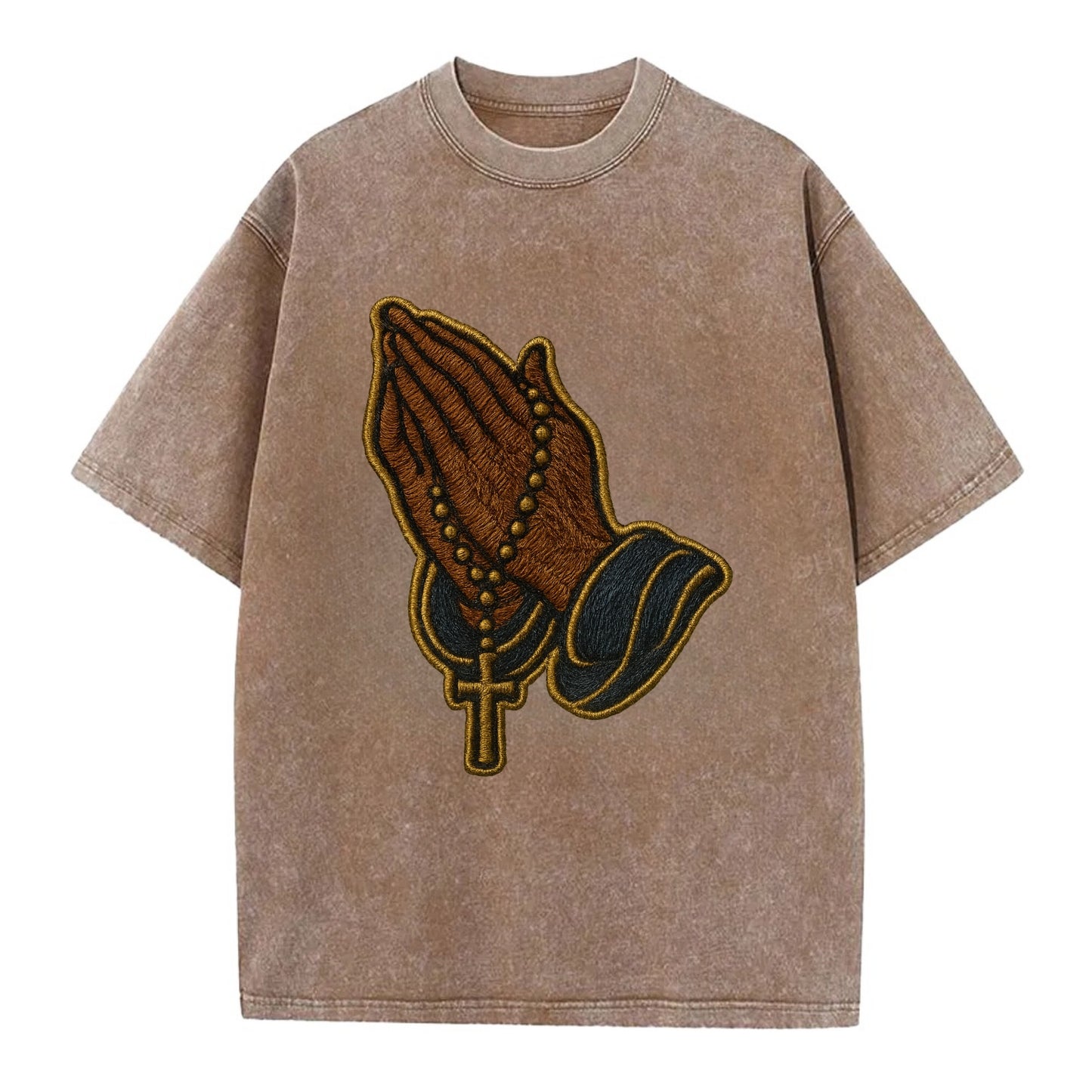 Praying Hands  - Vintage T-shirt - Brown