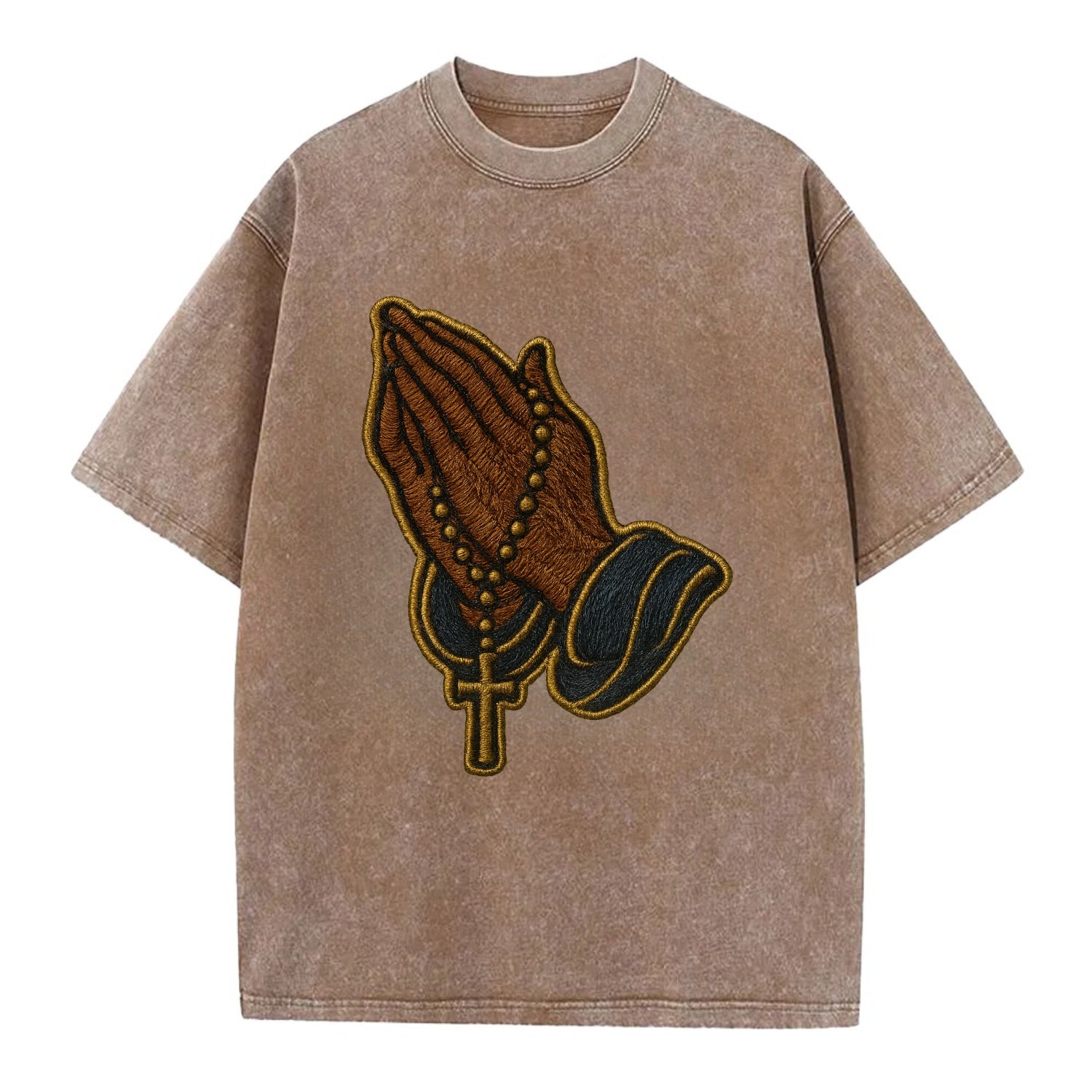 Praying Hands  - Vintage T-shirt - Brown