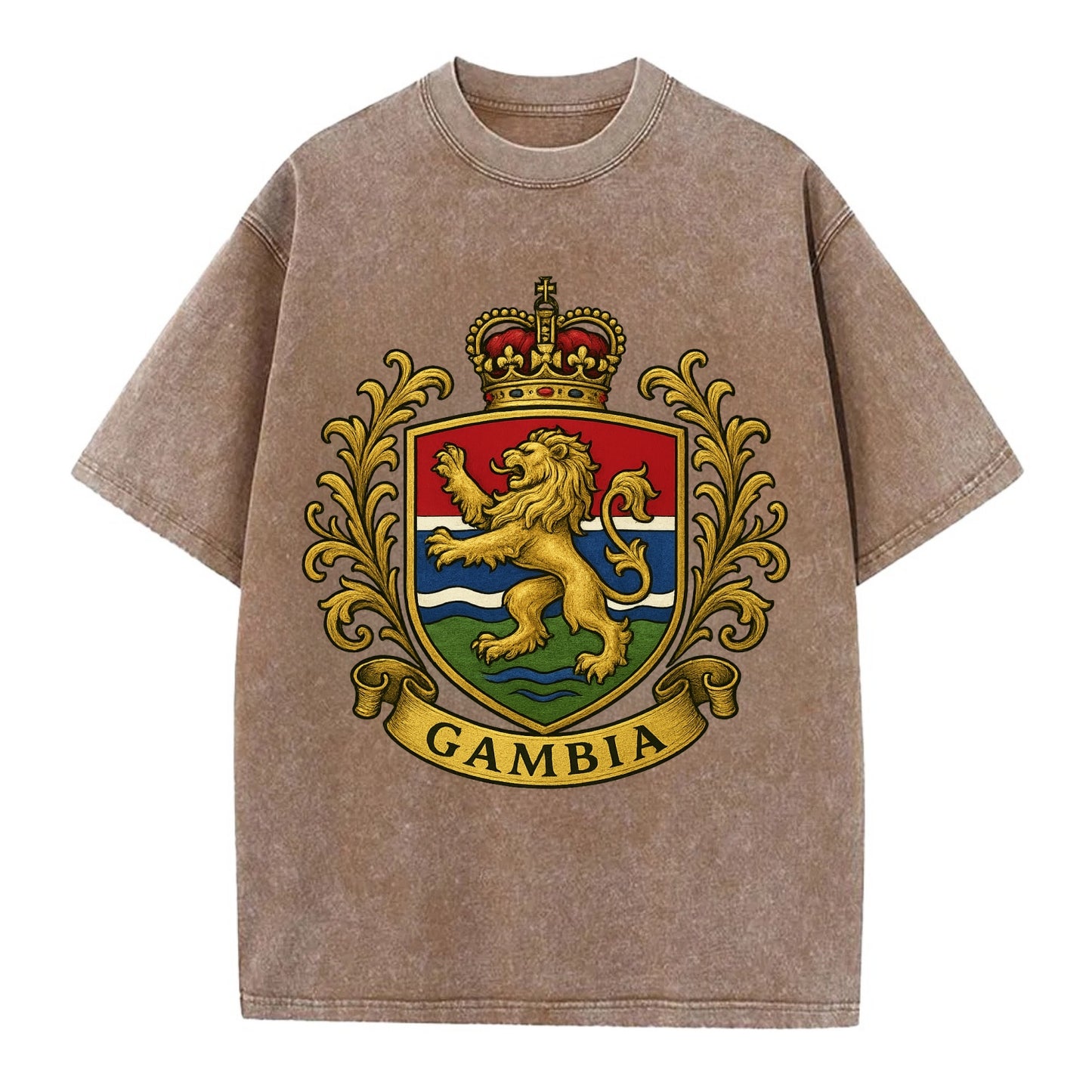Gambia Heritage Badge  - Vintage T-shirt - Brown