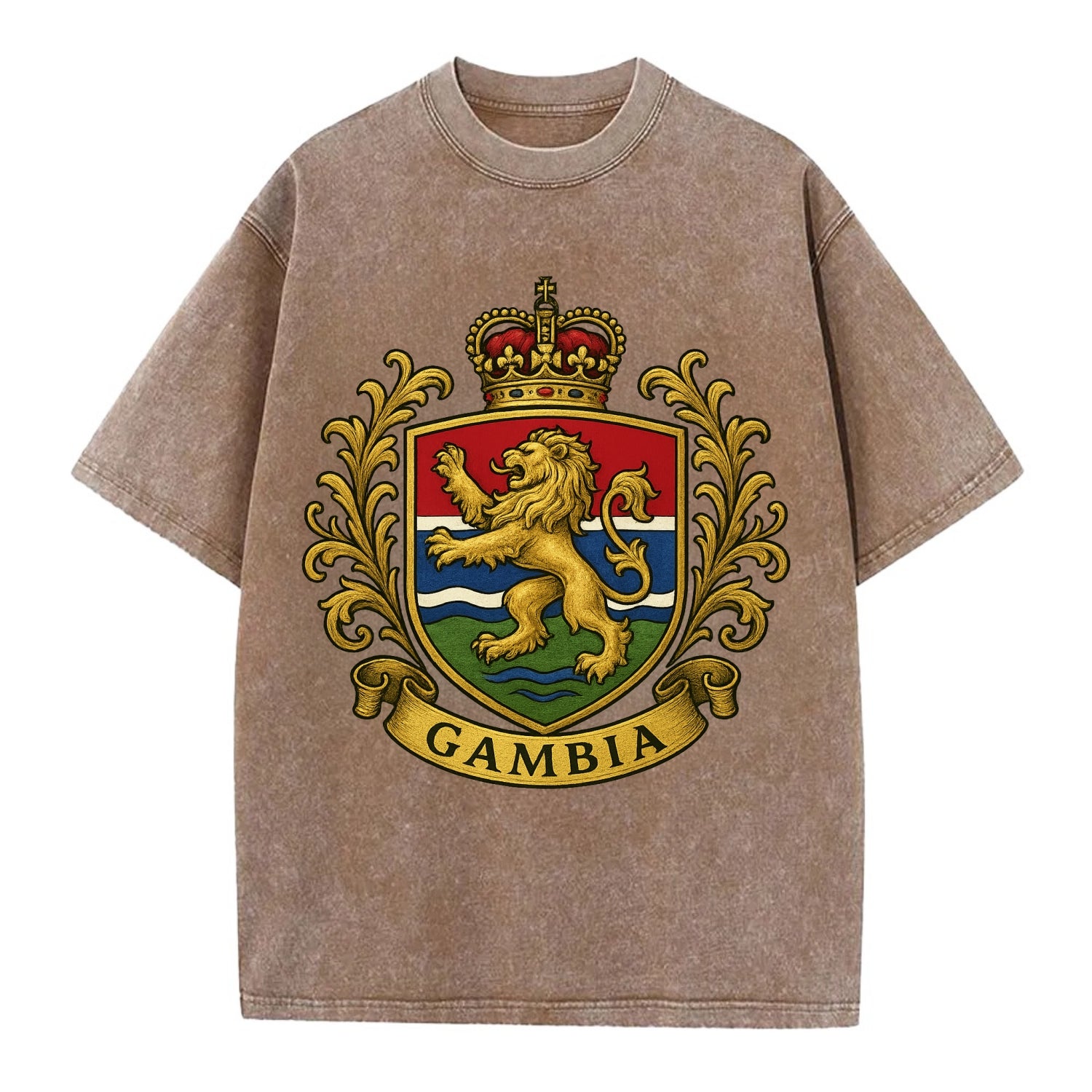 Gambia Heritage Badge  - Vintage T-shirt - Brown