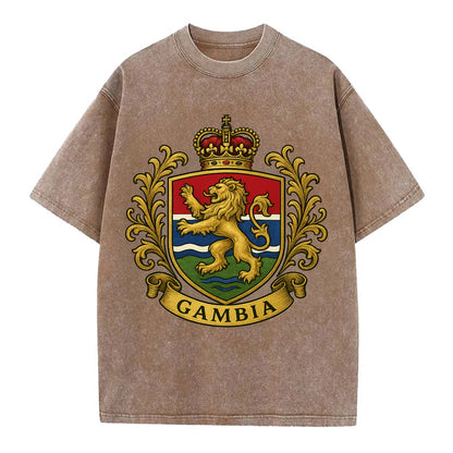 Gambia Heritage Badge  - Vintage T-shirt - Brown