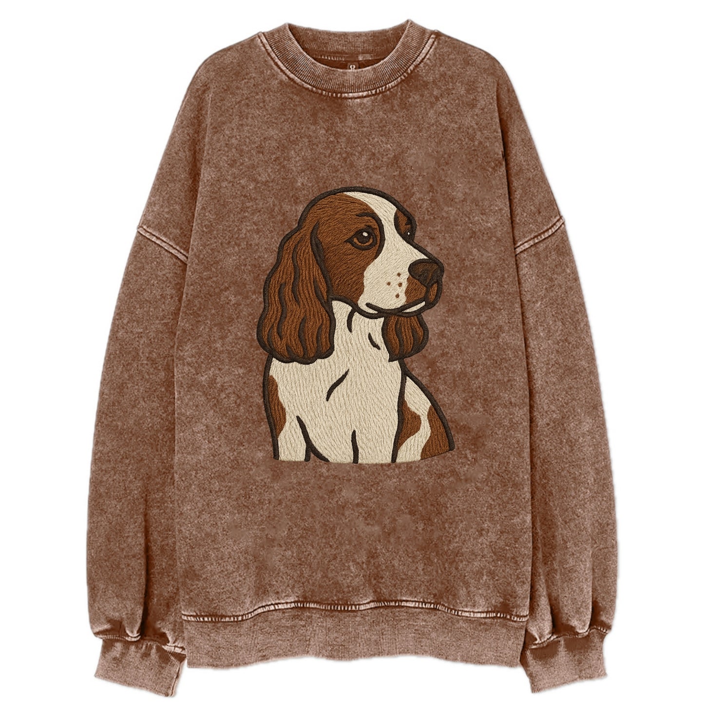 English Cocker Spaniel - Liver and white embroidered design - Vintage Sweatshirt - Brown