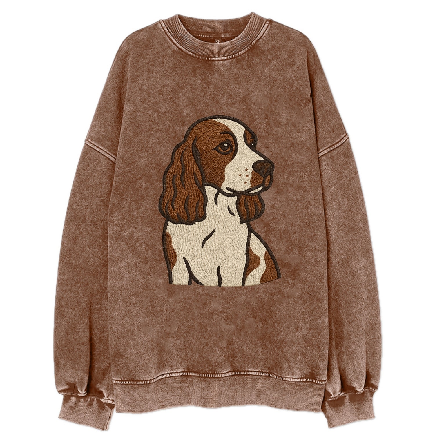English Cocker Spaniel - Liver and white embroidered design - Vintage Sweatshirt - Brown