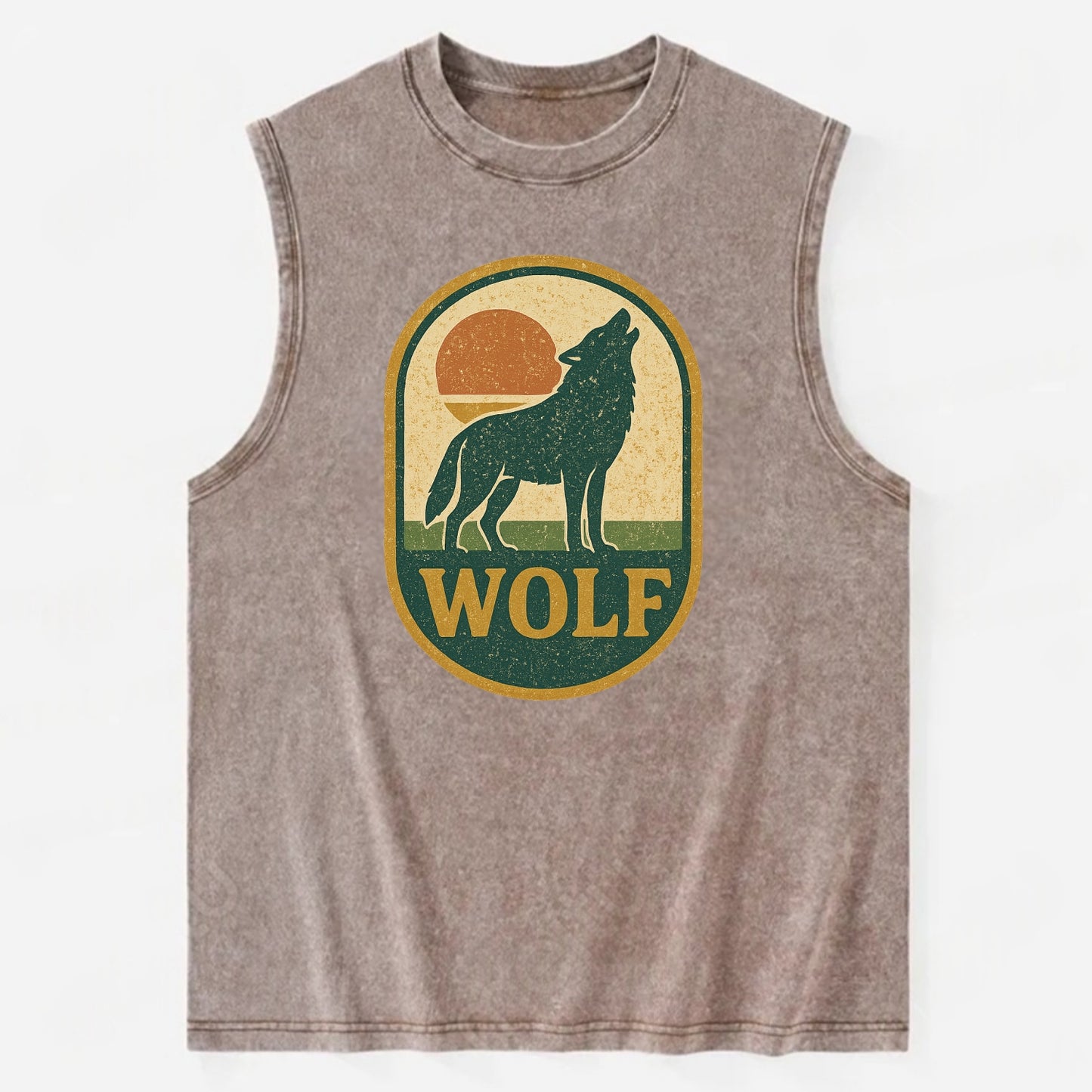 Carbon Fiber Wolf  - Vintage Washed Tank - Brown