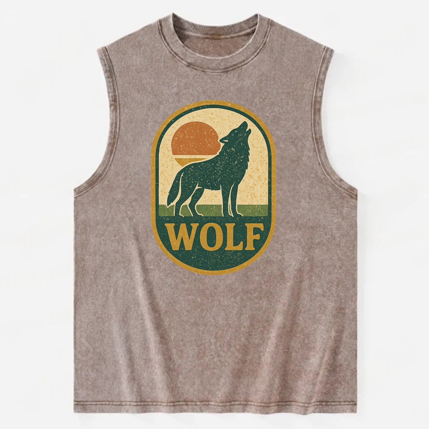 Carbon Fiber Wolf  - Vintage Washed Tank - Brown