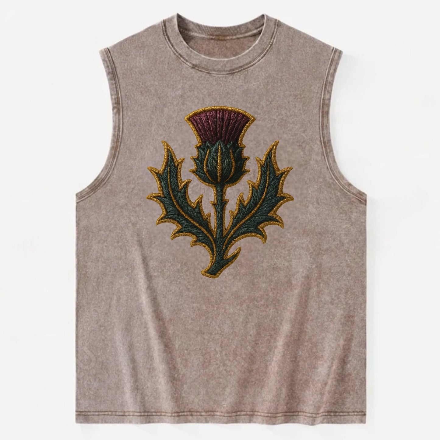 Scottish Thistle  - Vintage Washed Tank - Brown
