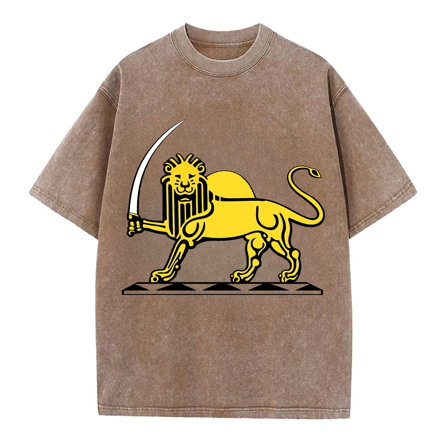 Lion Of The Rising Blade - Vintage T-shirt - Brown