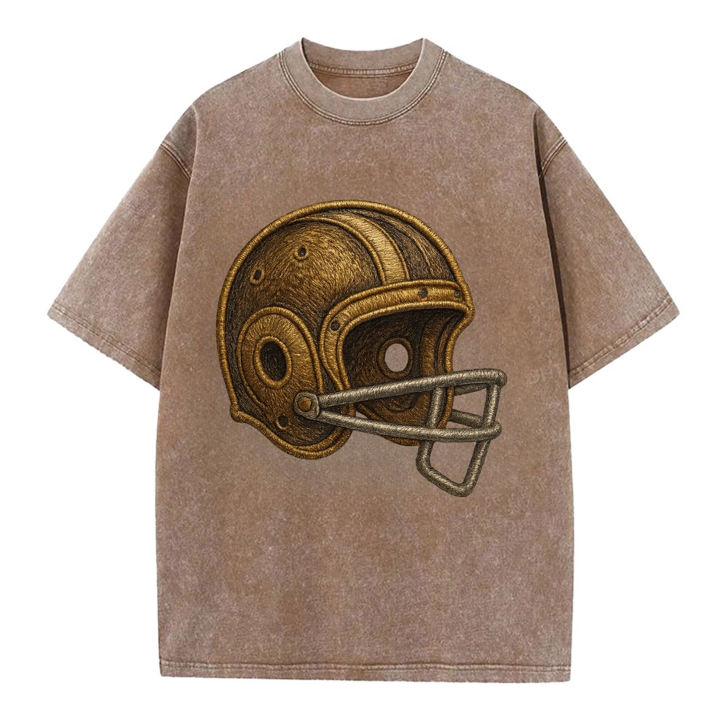Football Helmet  - Vintage T-shirt - Brown