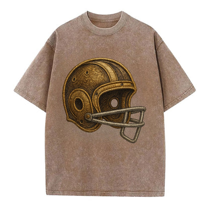 Football Helmet  - Vintage T-shirt - Brown