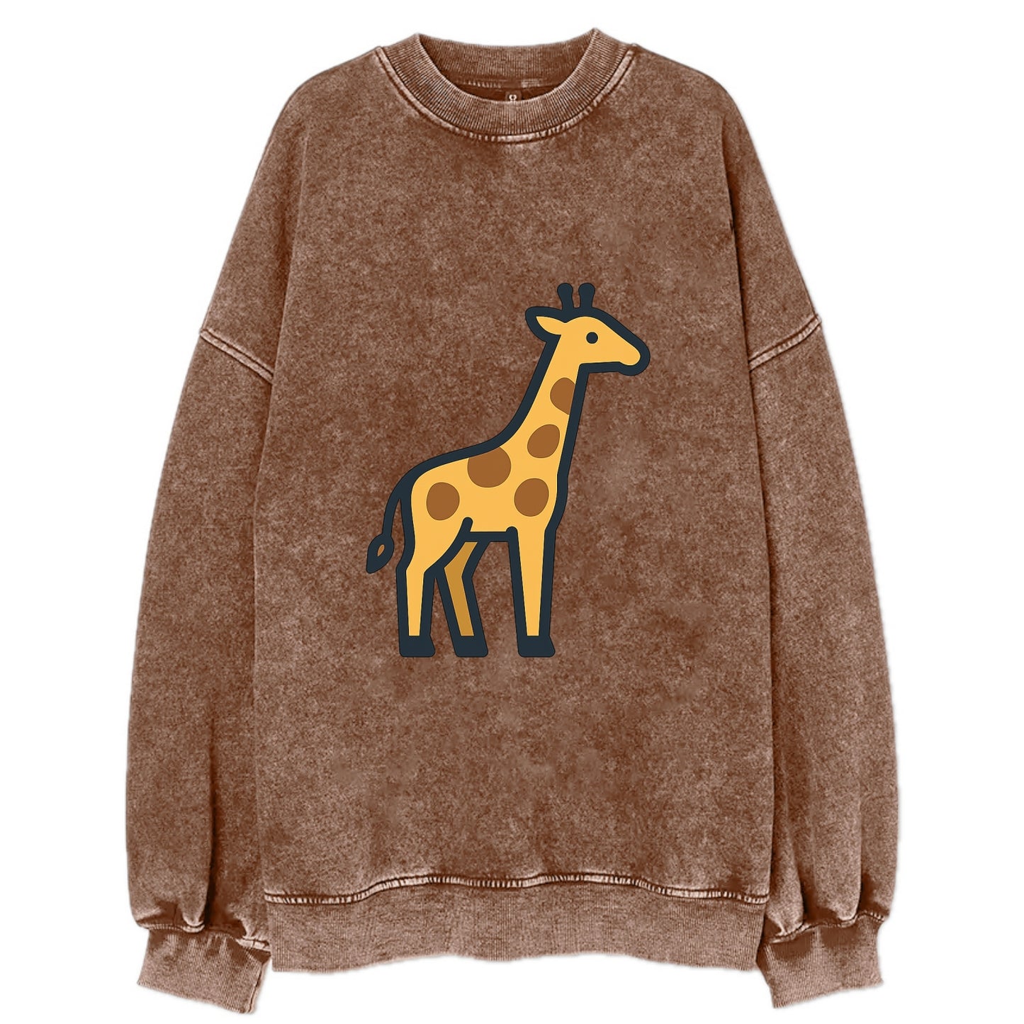 Giraffe - Yellow with brown patches flat side profile - Vintage Sweatshirt - Brown