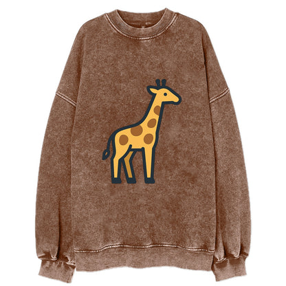Giraffe - Yellow with brown patches flat side profile - Vintage Sweatshirt - Brown