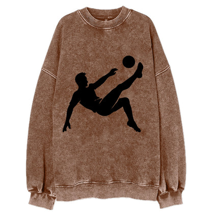 Soccer player kicking ball mid-air - Vintage Sweatshirt - Brown