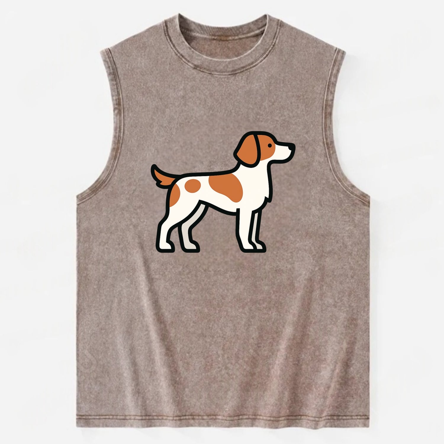 Brittany Spaniel - Orange and white flat side profile - Vintage Washed Tank - Brown